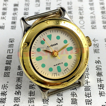 TAISHAN elegant 28mm manual mechanical lady watch with 19 jewels, golden case, and numeric dial for stylish wear.
