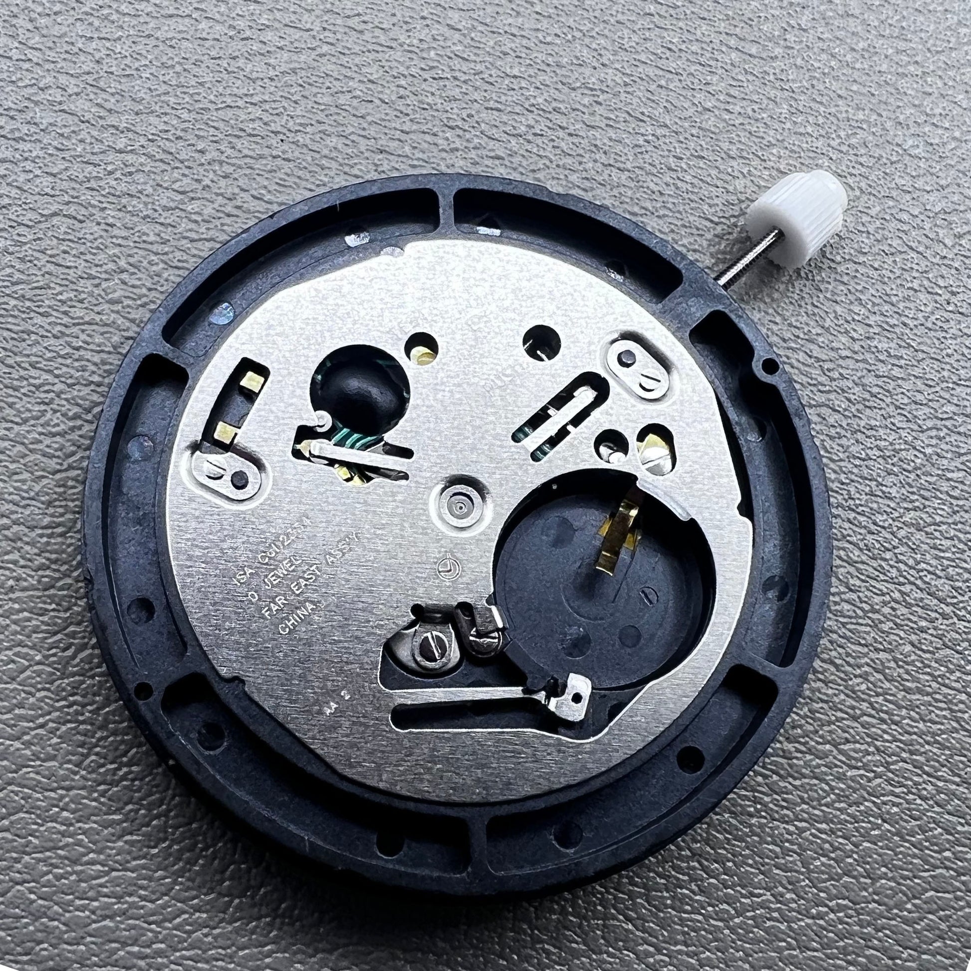 Swiss ISA 2334 quartz watch movement with date at 3 o?clock, precise timekeeping by Swiss ISA.