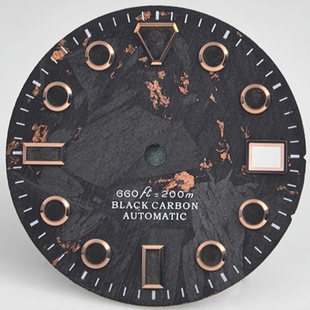 Rose gold trimmed trapezoid nail dial, 28.5mm carbon fiber, compatible with NH35 movement, stylish watch accessory.
