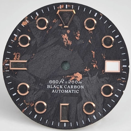 Rose gold trimmed trapezoid nail dial, 28.5mm carbon fiber, compatible with NH35 movement, stylish watch accessory.