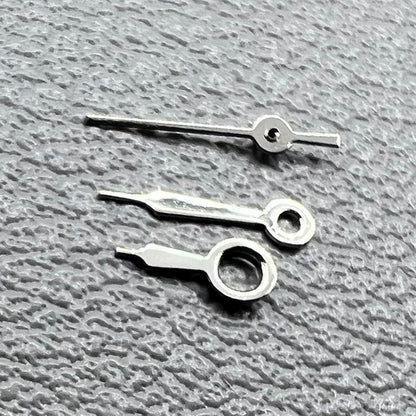 Silver watch hands set for Miyota 2035 movement, sizes 8mm/6mm/4mm, precise fit for repairs.