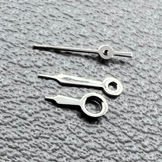 Silver watch hands set for Miyota 2035 movement, sizes 8mm/6mm/4mm, precise fit for repairs.