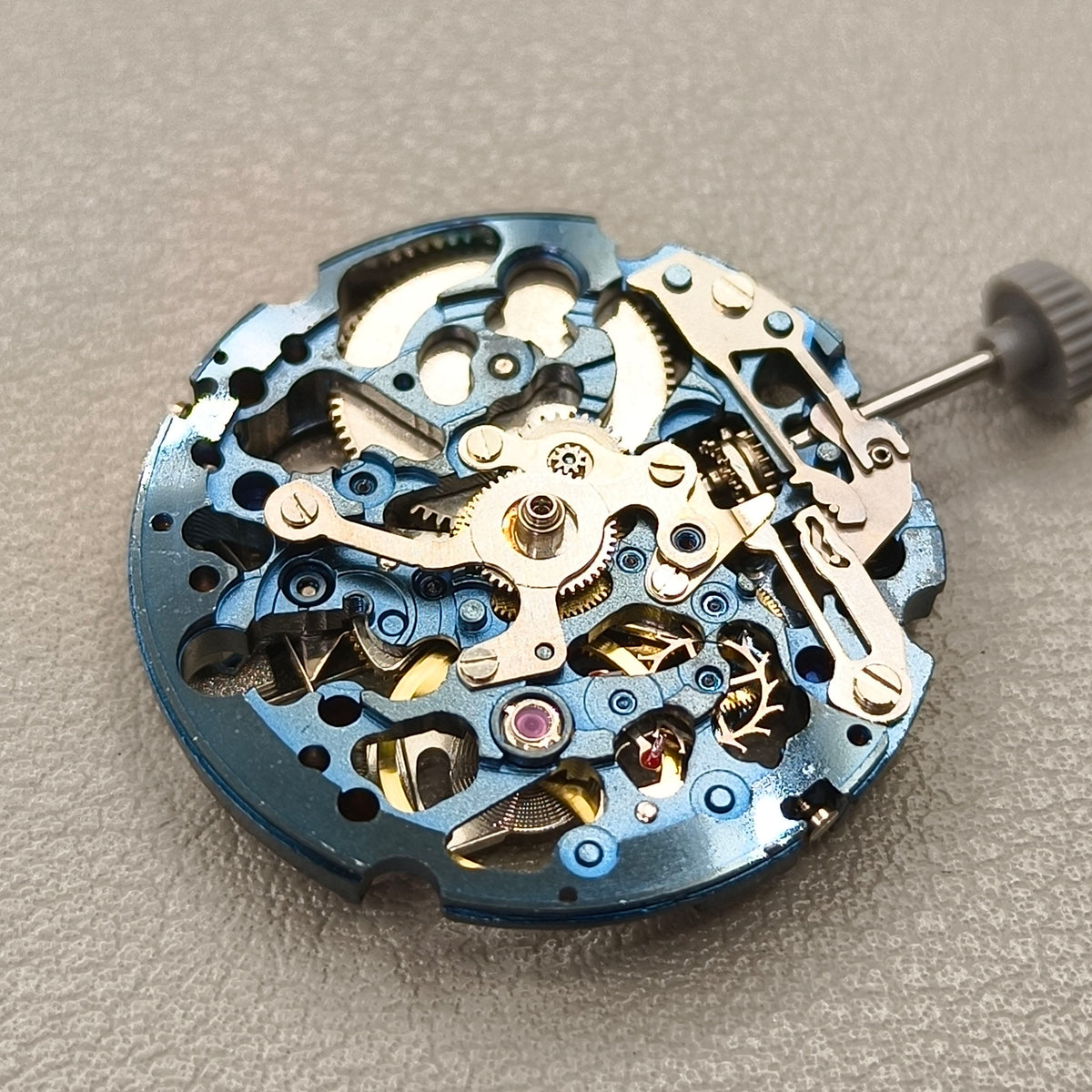 Japan Miyota 8N24 Blue+Silver Hollow Automatic Mechanical Movement