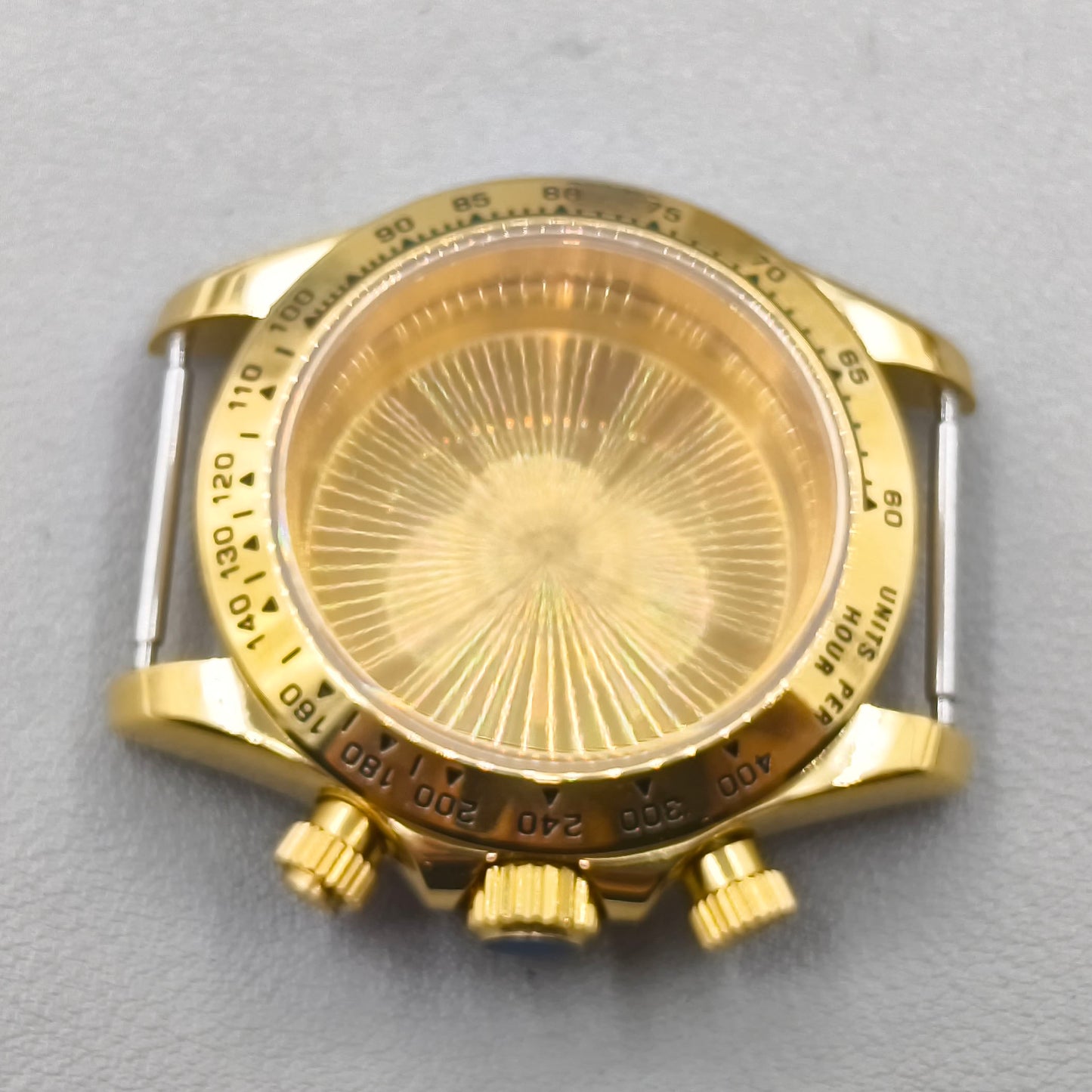 Gold Bezel 40mm Silver Watch Steel Case for Daytona VK63 VK64 Fits 20mm Strap
