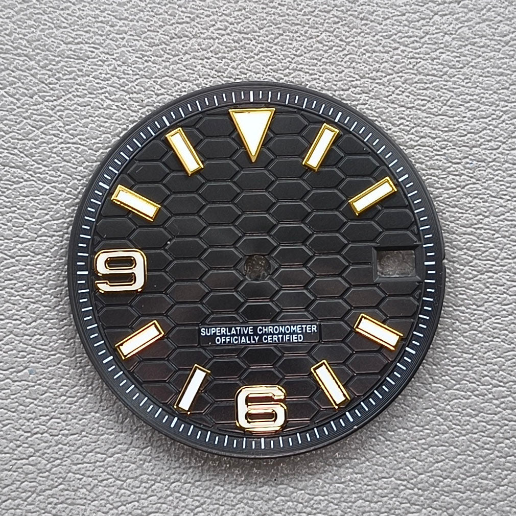 31mm No Logo Black Modified Golden Nail Diving Watch Dial Fit for NH35 NH36