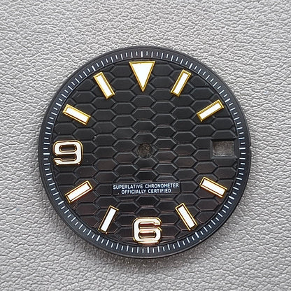 31mm No Logo Black Modified Golden Nail Diving Watch Dial Fit for NH35 NH36