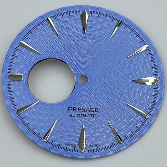 35mm light blue and silver Nail Cocktail Datejust dial for NH38 watch, elegant design.