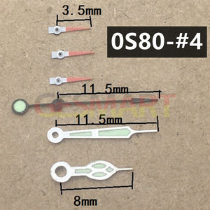 Black Red 11.5mm Silver Trim Green Luminous Watch Hands for Miyota 0S80 Movement