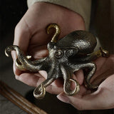 Solid Copper Cute Octopus Trinket Vintage Hand Carved Bronze Model Figurines