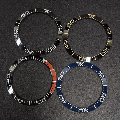 Sloping luminous ceramic bezel insert 39.3x31.7mm for watch accessories, durable replacement.