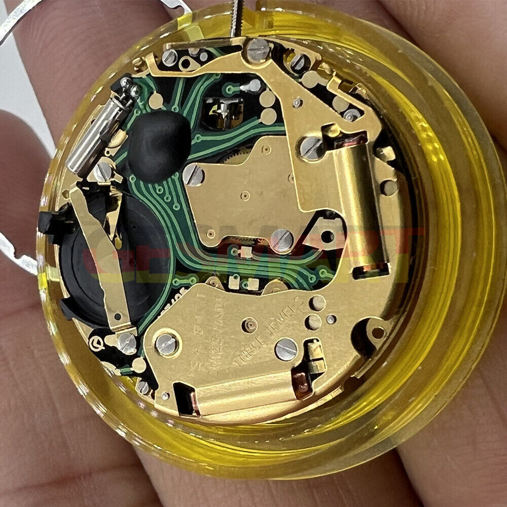 Original Swiss Made ISA 8171 quartz watch movement with date at 6, multifunctional precision.