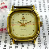 33mm HONGLIAN Manual Mechanical Watch Yellow Dial Golden Nail Square Golden Case