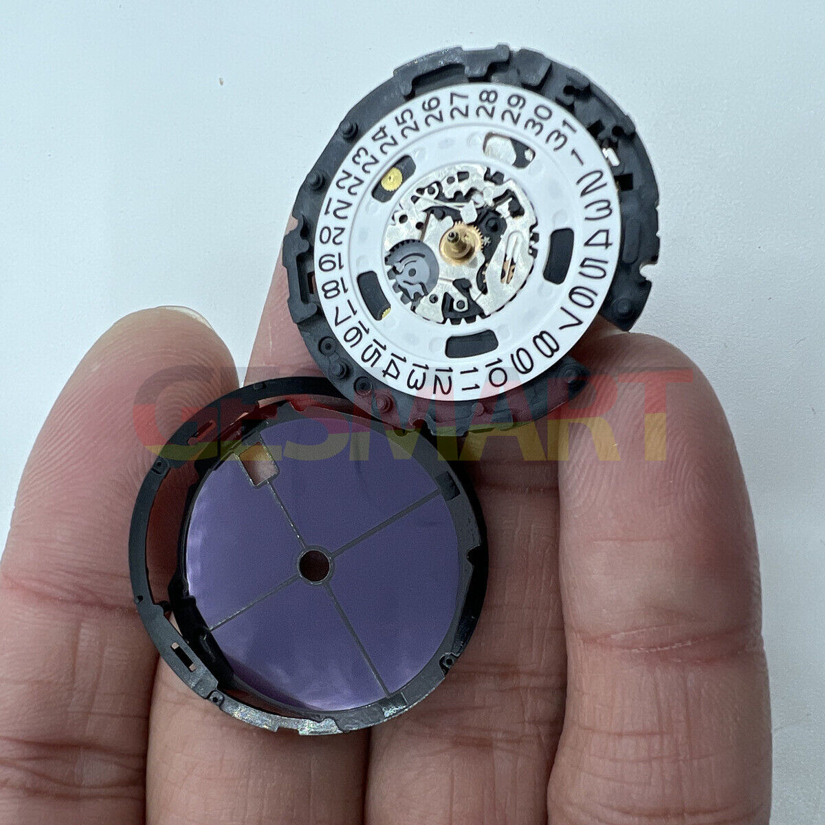 Hattori Epson VS42A solar-powered quartz watch movement, Japan-made for accurate watch repairs.