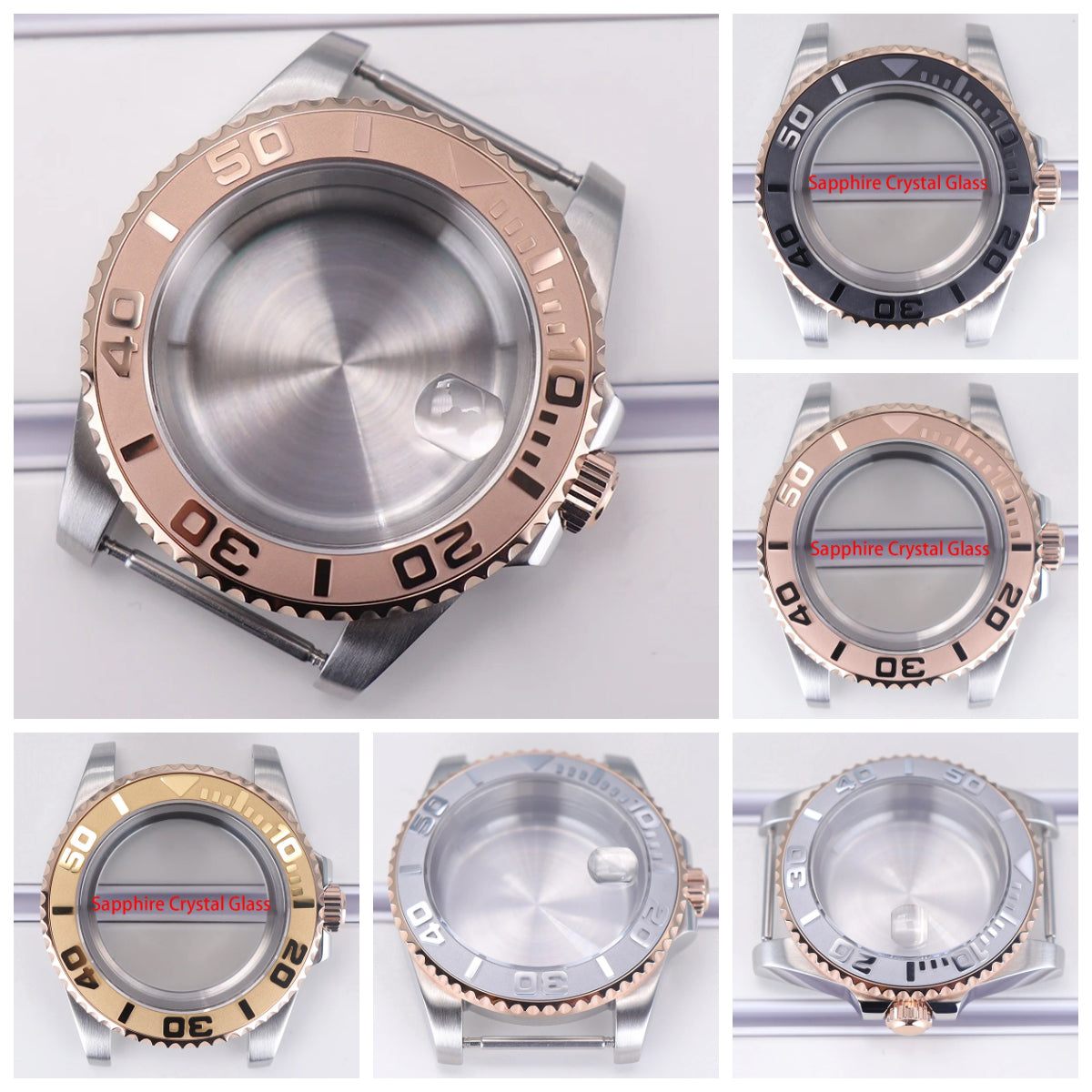 40mm Watch Case Sapphire For NH34/35/36 Eta2824 PT5000 Miyota8215 8205 YACHT