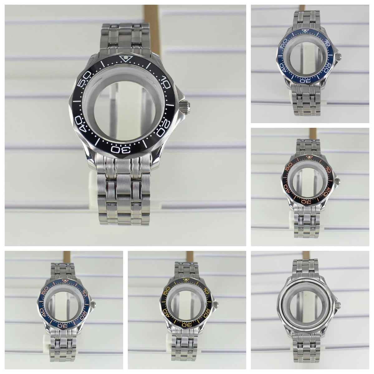 41mm Silver Watch Case 316L for Seamaster 300 NH35 NH36 NH38 NH34 Sapphire Glass