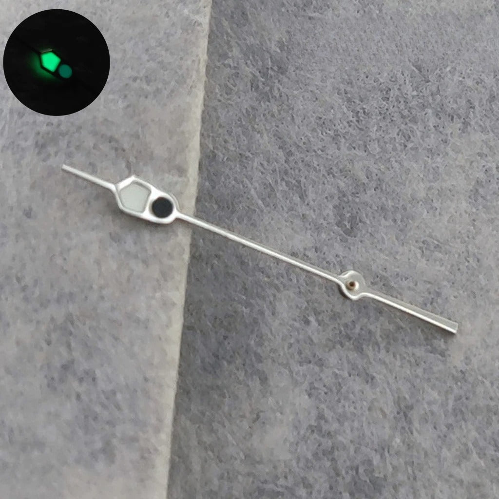 13mm Silver Black For NH35 NH36 7S26 7S36 4R35 4R36 Watches  C3 Green Luminous