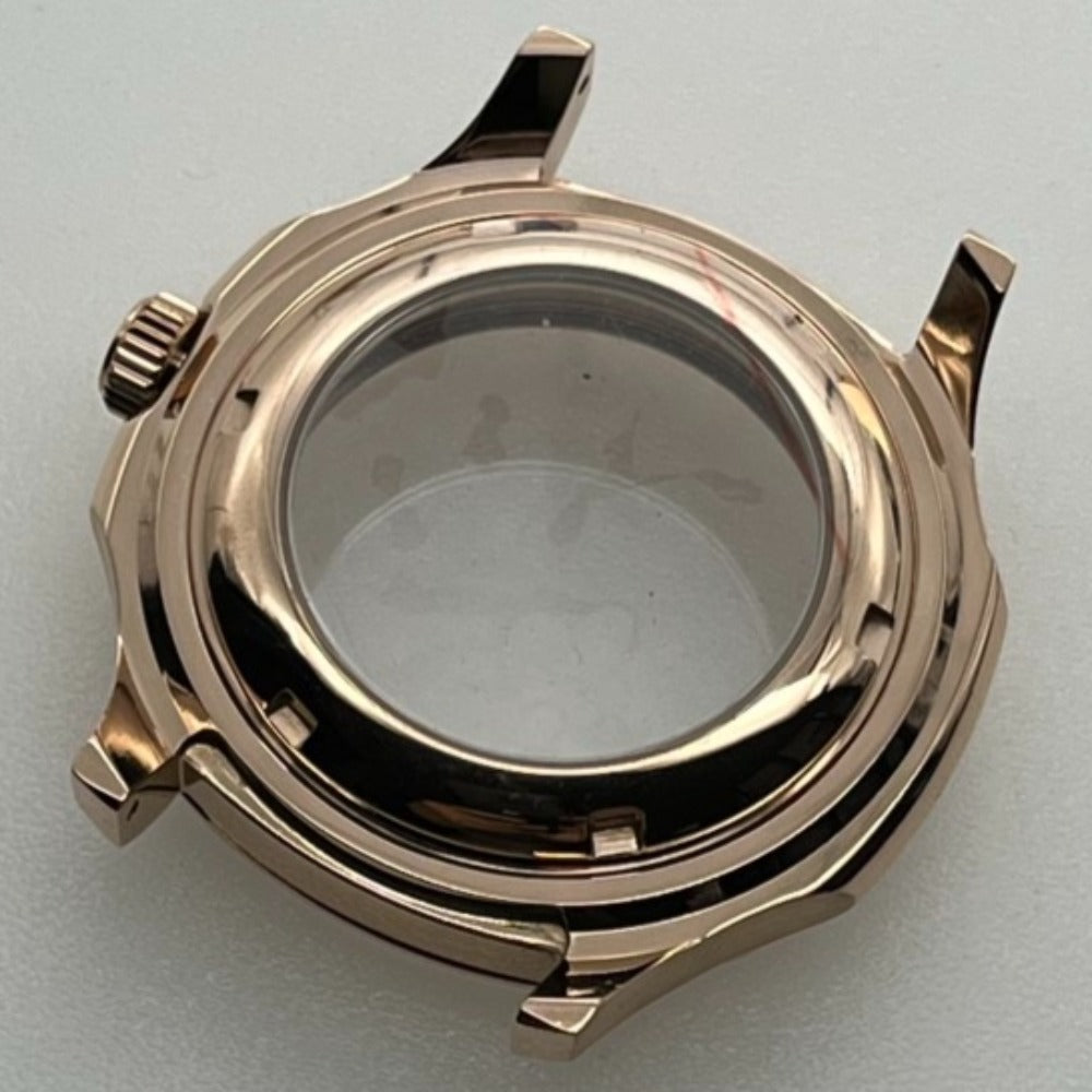 Rose Gold 42mm Polished Watch Case with Sapphire Glass, compatible with NH35 NH36 SKX SRPD