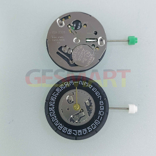 ISA 2331 watchmaker black dial with quartz movement and date display at 3 o?clock.