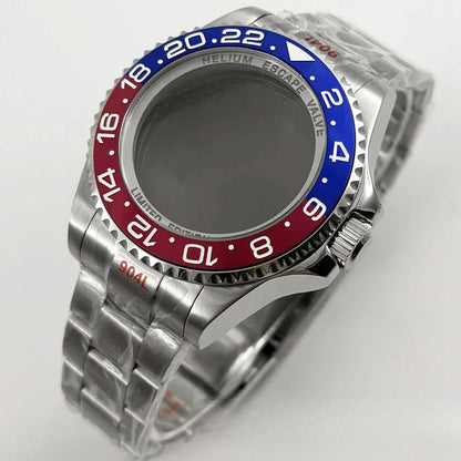 44mm Black Blue GMT Ceramic Bezel Watch Case for Deep SEA for NH34 NH35 NH36
