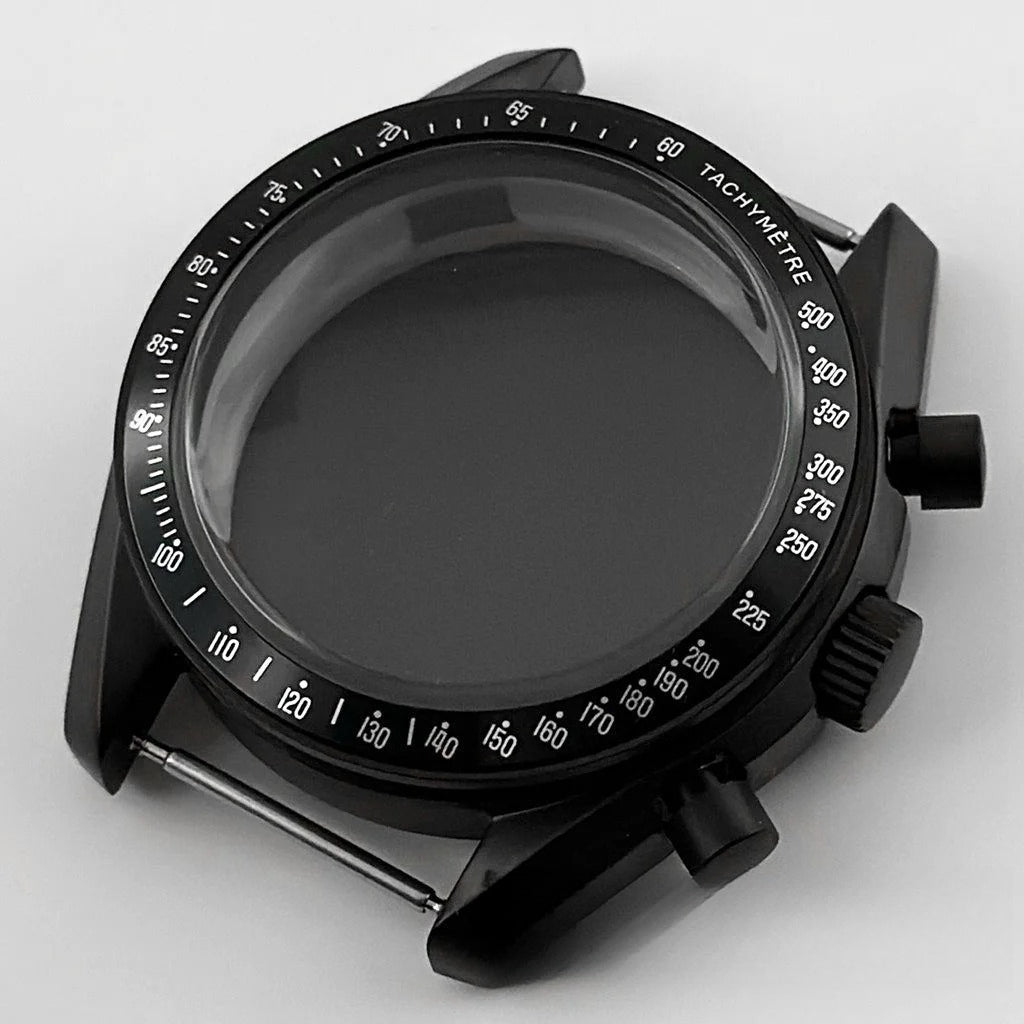PVD Black 40mm Men's Watches Metal Watch Case For VK63 VK64 for 20mm Strap