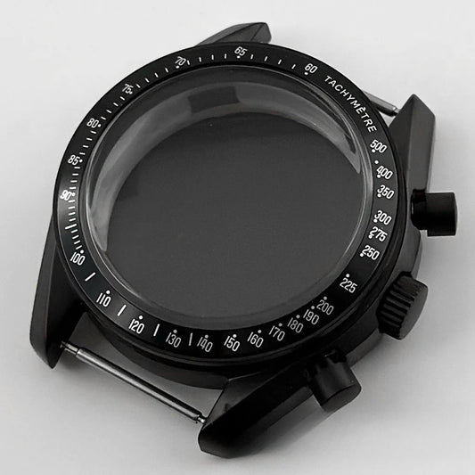 PVD Black 40mm Men's Watches Metal Watch Case For VK63 VK64 for 20mm Strap