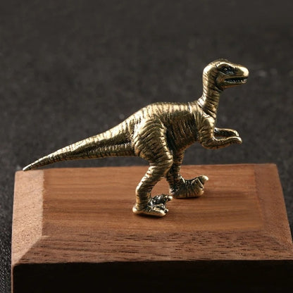 Solid copper Tyrannosaurus Rex figurine with vintage hand-carved bronze details from, ideal collectible trinket.