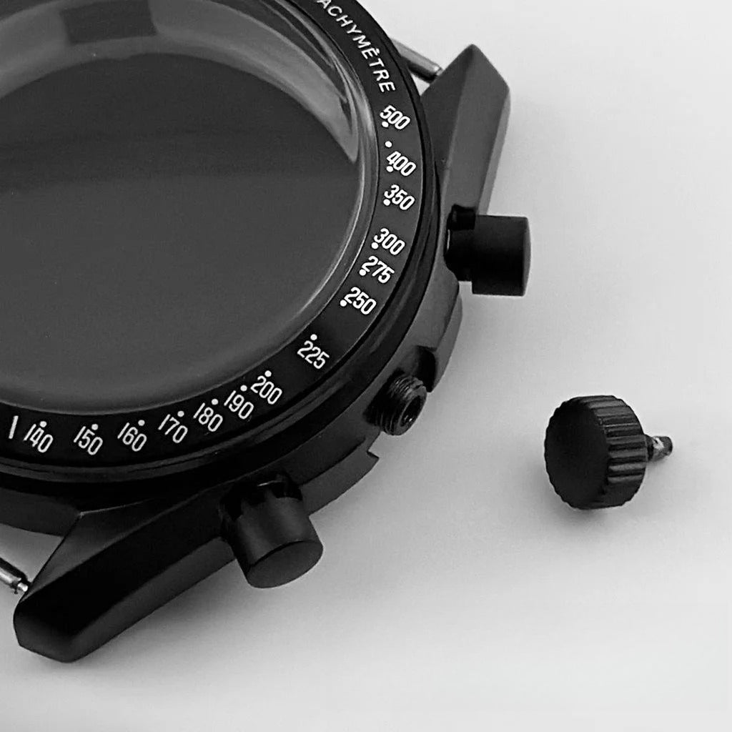 PVD Black 40mm Men's Watches Metal Watch Case For VK63 VK64 for 20mm Strap