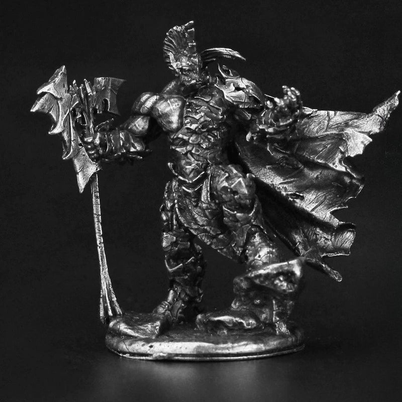 Giant Battle Axe Orc Warrior Copper Figurine White Bronze Wargame 318-11
