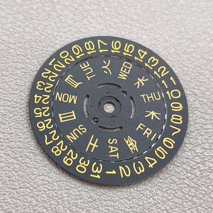 Japanese/English Golden Font Black Date Disk Wheel Set for NH36 Crown@3.0