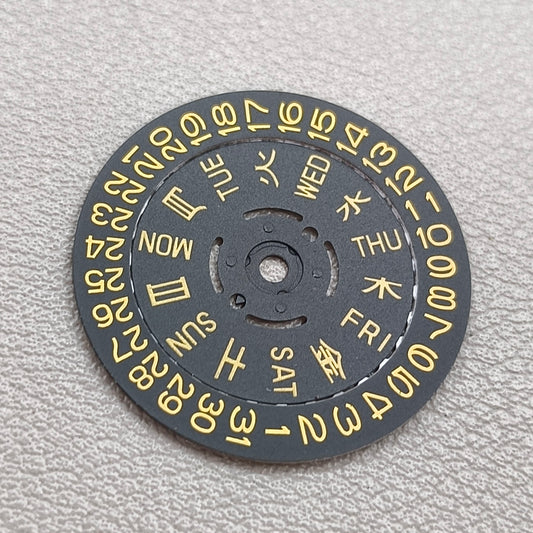 Japanese/English Golden Font Black Date Disk Wheel Set for NH36 Crown@3.0