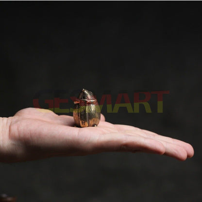 Hand-carved solid copper bronze mouse trinket censer, elegant decorative watch accessory.