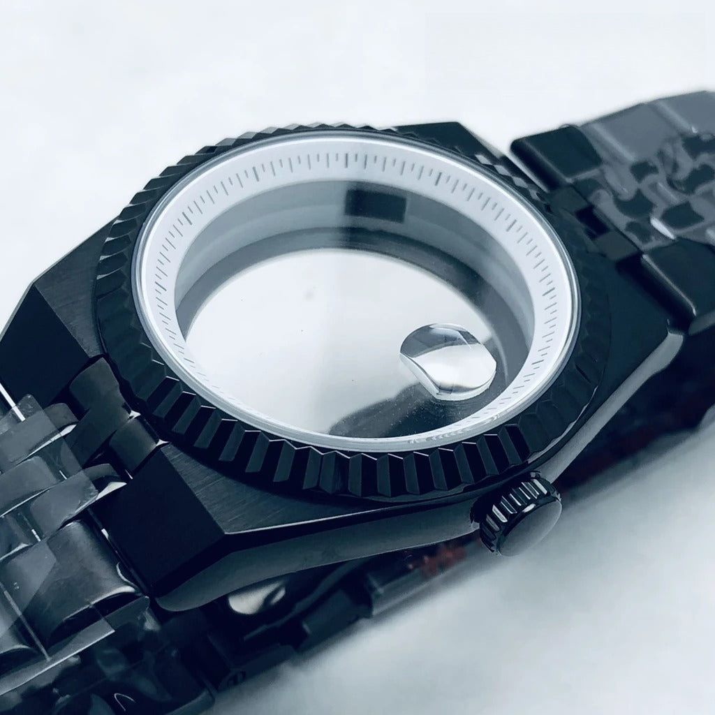 904L Black 40mm Land-Dwellwe Watch Case+Strap Sapphire Glass For NH34 NH35 NH36