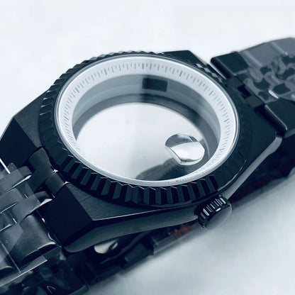 904L Black 40mm Land-Dwellwe Watch Case+Strap Sapphire Glass For NH34 NH35 NH36