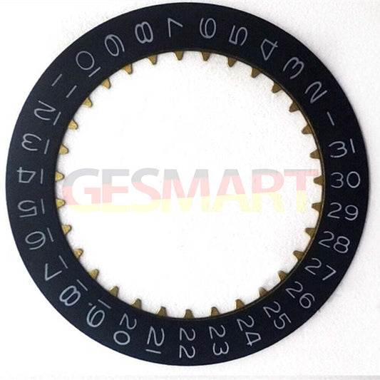 Black and grey font date disk wheel for Dandong 7770 watch with date display at 3 o'clock.