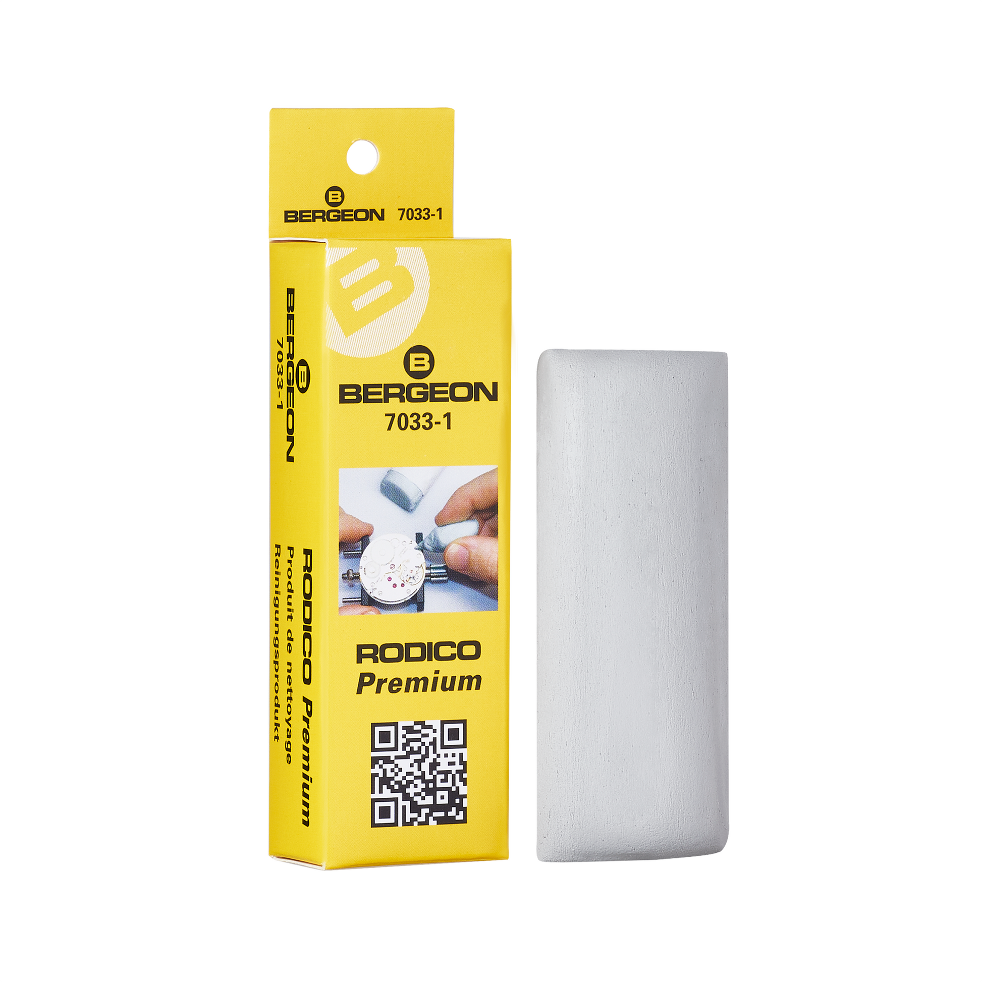 Bergeon 7033 Rodico cleaning putty removing dust and grease from delicate watch parts.