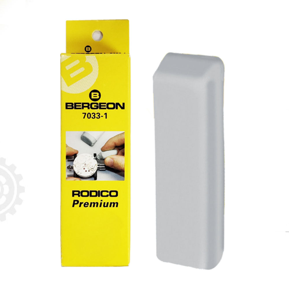Bergeon 7033 Rodico cleaning putty removing dust and grease from delicate watch parts for precision maintenance.