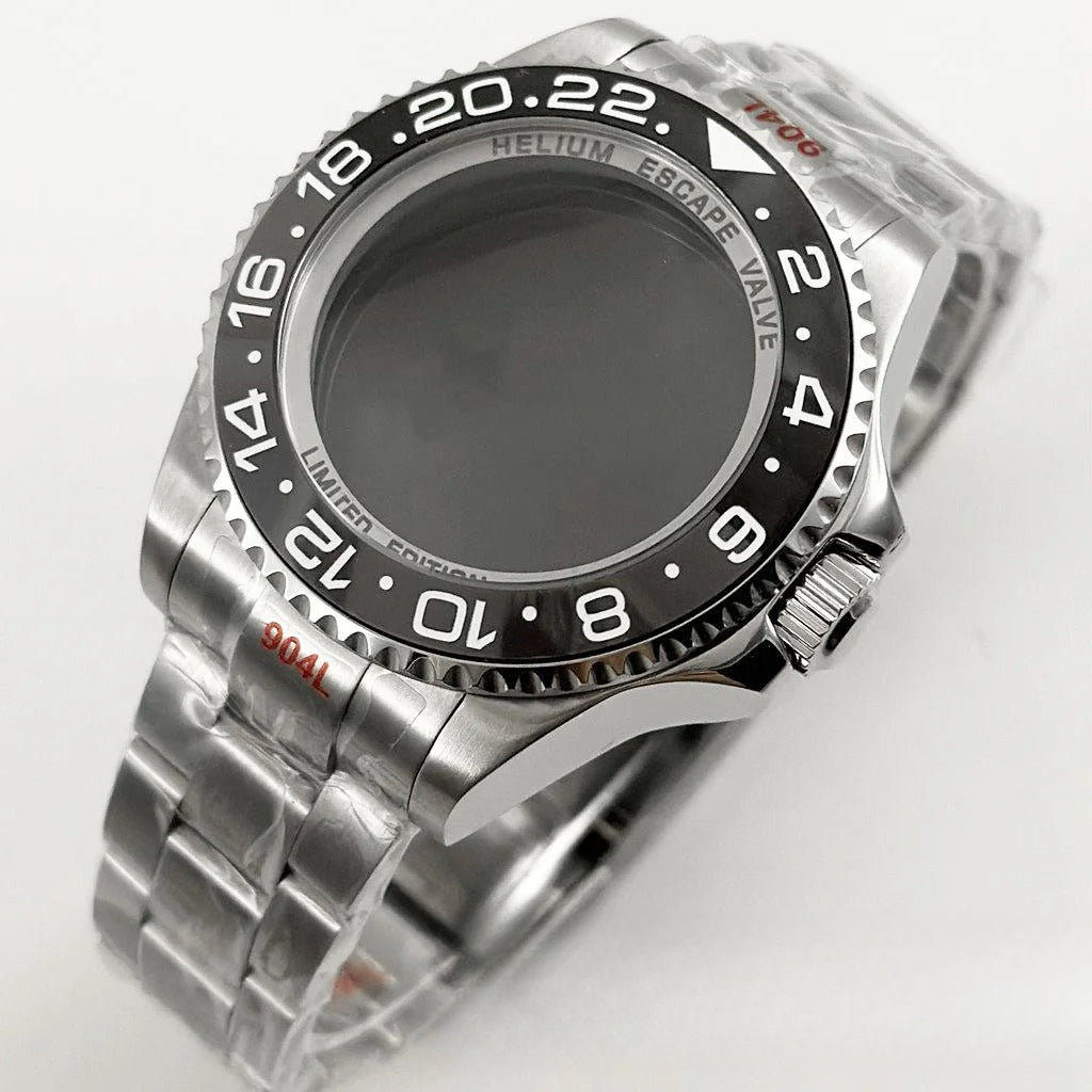 44mm Watch Case for Deep SEA Style for NH34 NH35 NH36 Rotating Bezel Solid Back