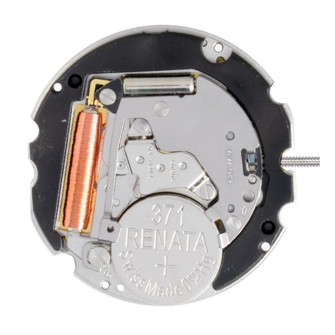 Ronda 705 HCP2 quartz watch movement with dual date windows at 3 and 6, precision timekeeping feature.