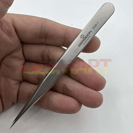 Bergeon 7026-1 antimagnetic tweezer for watch repairs, strong grip, ideal 7024-1 replacement.