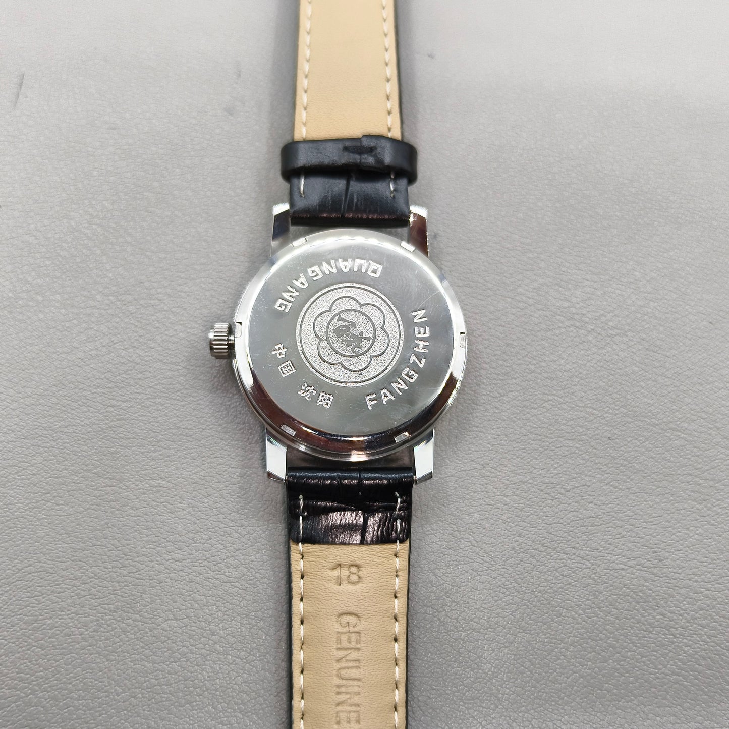 37mm China Baihua Black Strap Manual Mechanical Watch 19 Jews