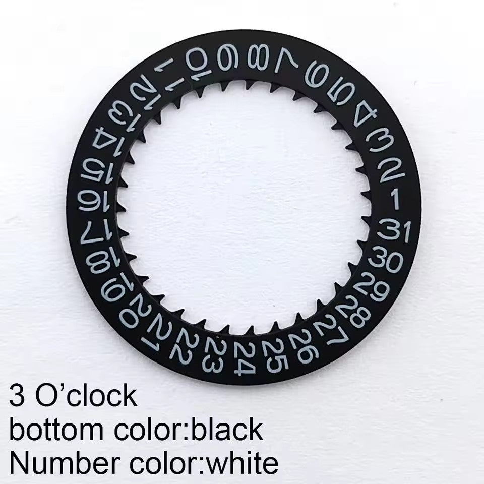White Font Black Date Disk Wheel Date Wheel for NH35 NH36 Movement Date At 3