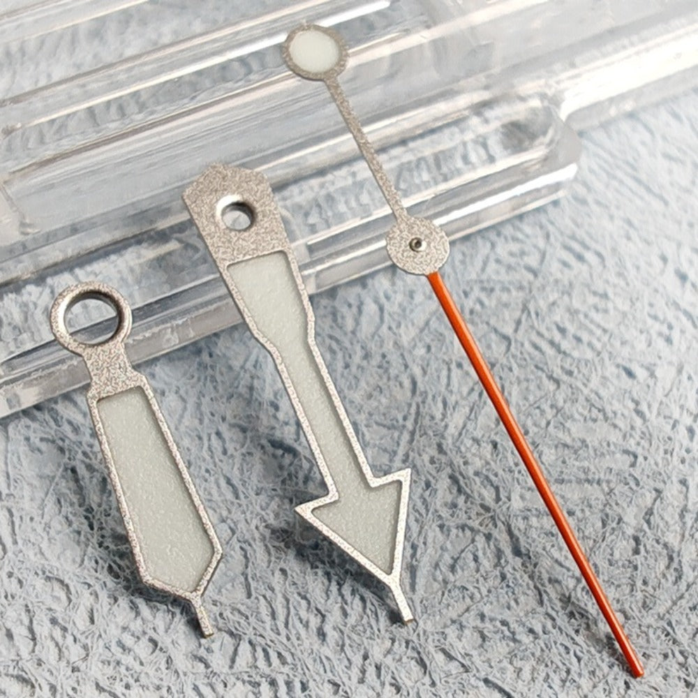 C3 BGW-9 blue lume silver trim watch hands for NH34 NH35 movement, perfect for custom watch builds.