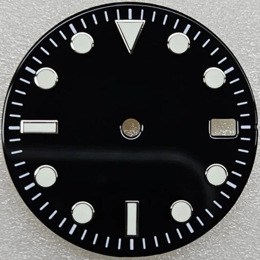Black 29mm Enamel Vintage Green Lume Watch Dial for NH35 Mechanical Automatic