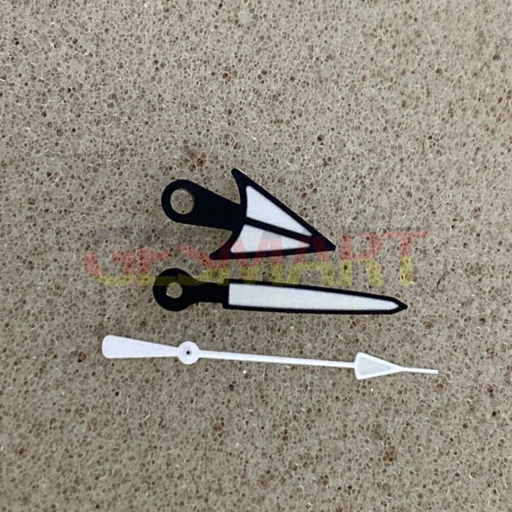 Black, silver, and golden trim green luminous watch hands for NH35/NH36 movement, enhancing readability and style.