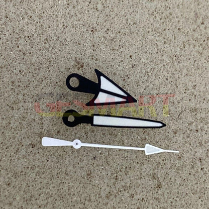 Black, silver, and golden trim green luminous watch hands for NH35/NH36 movement, enhancing readability and style.