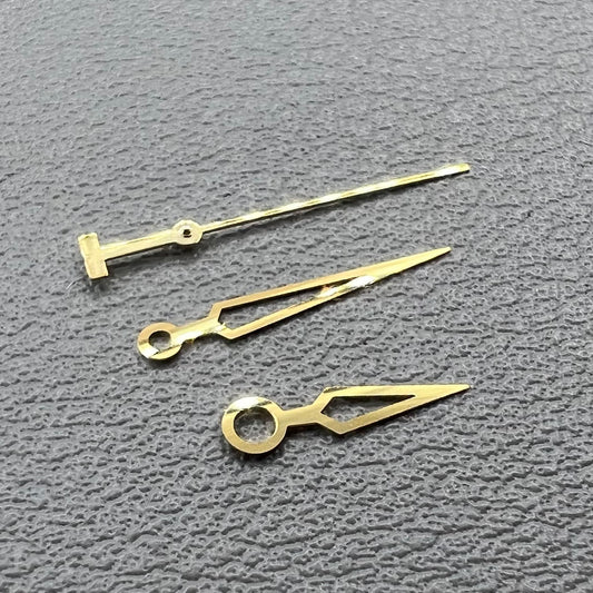 Golden hollow watch hands set for ETA2836 2824 2892A2 movements, precision fit for men's watches by T97.