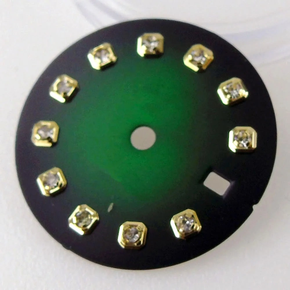 Nologo Sunburst dial face with rhinestone markers for 26mm lady watch, fits NH05 NH06 NH07 movements.