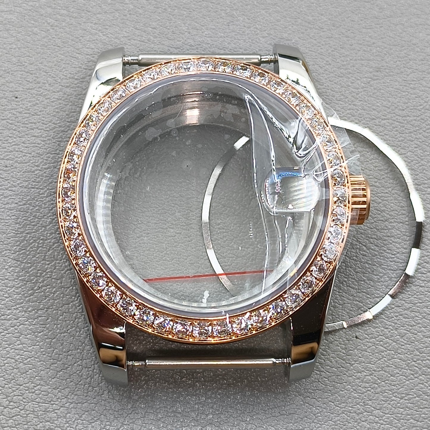 39MM Gold Watch Case Transparent Caseback Sapphire Crystal for NH35/NH36/4R/7S