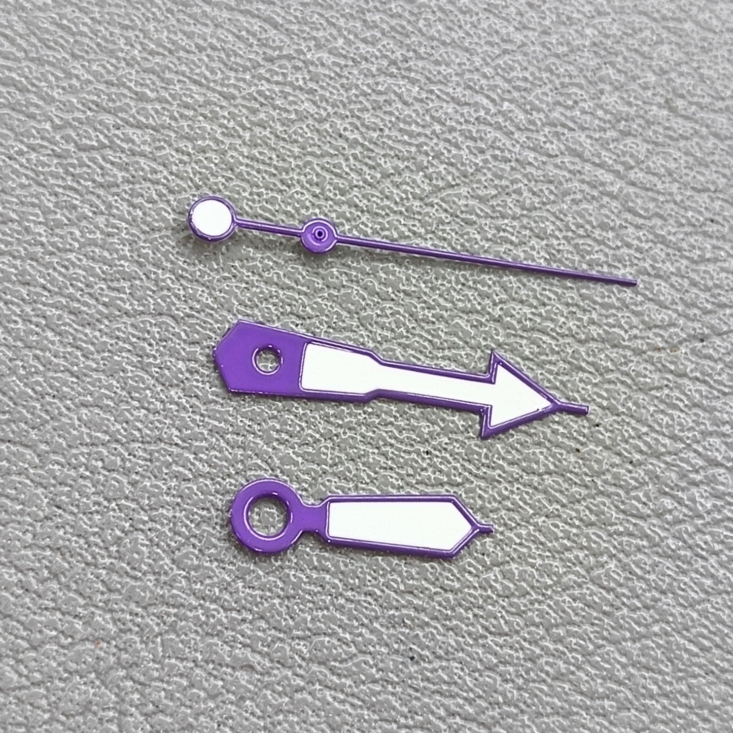 2 Sets Green Lume Purple Trim White Painted Watch Hands for NH35 NH36 7S26
