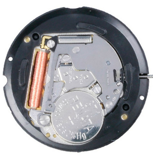 Ronda 715 quartz watch movement with date window at 3 and 6 o'clock positions for precise timekeeping.